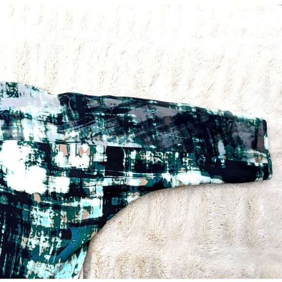 POLECI 100% Silk Abstract Print Surplice Faux Wrap Knee Length Dress, Fits 6/8 - Picture 7 of 12